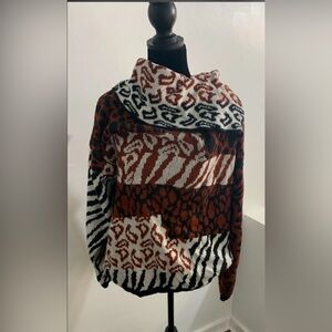 Vintage animal print and paisley sweater